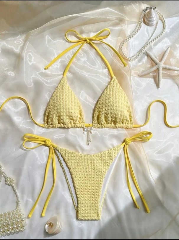 Women's Clothing Swimsuit Female Sexy Backless Straps Solid Color Bikini_ecoleips.com