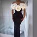 Women's Elegant Bandage Dress Off-Shoulder Large Floral Pattern Slim Fit Sexy Long Gown_ecoleips.com