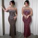 Women's Rhinestone Evening Dress - Sleeveless Bodycon Midi Dress With Glitter Mesh & Stretch Fabric_ecoleips.com