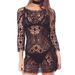 Women's Clothing Beach Vacation Sun Protection Clothing Sexy Hollow Lace Hook Flower Backless Dress Bikini Blouse_ecoleips.com