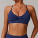 Women's Quick Drying V-Neck Yoga Bra Cross Back Gathered Sports Fitness Underwear for Running_ecoleips.com