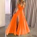 Cross-border Fashion Foreign Trade Women's Clothing 2025 Summer Strapless V-neck Backless Lace-up Slit Long Dress_ecoleips.com