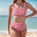 Floral Print High-Waist Bikini Set: Retro Two-Piece Swimsuit For Women, Tummy Control & Sexy Beachwear_ecoleips.com