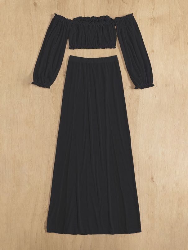 Women's Clothing Women's Two Piece Swimsuit Cover Up With Off-Shoulder Sleeves And High Slit Skirt For Formal & Casual_ecoleips.com