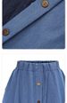 K Women's Loose A-Line Denim Dress With Buttons And Elastic Waist_ecoleips.com