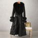 Women's Clothing Rabbit Fur Coat 2024 New Mid Length Fur Women's Over The Knee Fox Fur Collar Coat Slim Fit_ecoleips.com