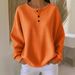 Women's Clothing Women's Long Sleeve Round Neck Pullover Waffle Knit Top Solid Color Loose Fit Fashion Autumn Winter Style_ecoleips.com