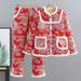 girl Vintage Northeast Two-Piece For Women Winter Ethnic Style Floral Coat Thickened Cotton Jacket And Pants Set_ecoleips.com