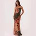 Summer New American Printed Strapless Long Dress Gathered Mesh Women's Clothing_ecoleips.com