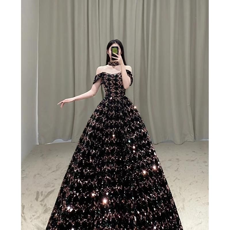 Elegant Strapless Sequined Evening Dress New Style For Women Perfect For Annual Meetings Emcees Students Art Exams Banquets_ecoleips.com