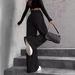 Women's Straight Leg Wide Pants With Elastic Waist & Slim Stripes - Comfortable Stretch Fabric For Casual & Office Wear (S-XXL)_ecoleips.com