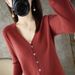 Aria Basics Aria Basics Spring And Autumn New Knitted Cardigan For Women V-neck Versatile Outerwear Long Sleeve Sweater Coat_ecoleips.com