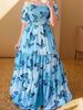 2025 Cross-Border New Spring Summer European And American Foreign Trade Women's Floral Fashion Off-Shoulder Long Dress_ecoleips.com