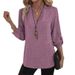 Aria Basics Aria Basics 2025 Autumn European And American Cross-Border Foreign Trade Women's Loose Plus Size V-Neck Solid Color Shirt Casual_ecoleips.com