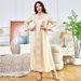 Women's Abaya Muslim Ethnic Robe V Neck Beaded Long Sleeved Banquet Evening Dress_ecoleips.com