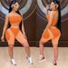 "Women's Summer Bandeau Two-Piece Set – Tight-Fitting Color Block Pant Outfit For Spring & Autumn"_ecoleips.com