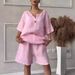Women's Clothing Summer New Women's 2 piece Set Large Size Cotton and Linen Shirt Set High Waist Loose Shorts_ecoleips.com
