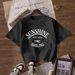Women's Casual Round Neck Sports Top Multi Color Short Sleeve Fashionable Simple American Style Solid Printed Loose T-Shirt_ecoleips.com