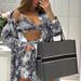 K Women's New Retro Shirt, Camisole Shorts Set, Ink Printed Fashionable Three Piece Set_ecoleips.com