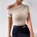 Women's Clothing Slim Pleated Irregular Short Sleeved T Shirt Top_ecoleips.com