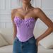 Diamond Shaped Underwire Boning Bralette Top, Bestseller, Foreign Trade Hot Girl Low Cut Satin Butterfly Strapless Top_ecoleips.com