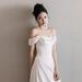 French-style Satin Light Bridal Gown With A High-end Feel, Engagement Dress, Elegant Banquets, Simple White For_ecoleips.com
