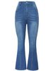 High-Waisted Flared Jeans For Women - Autumn Stretch Denim Pants With Rhinestone Embellishments & Slimming Fit_ecoleips.com