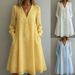 European And American Women's Retro Elegant V Neck Floral Embroidery Long Sleeved Dress 2026_ecoleips.com
