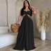 Women's Clothing Sexy Chiffon Wrapped Chest Naked Back Wide Leg Jumpsuit_ecoleips.com