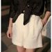 Suitable For All Seasons Old Money Style Cotton Bermuda High Waist Thin Linen A-Line Straight Wide Leg Suit Shorts For Women Summer_ecoleips.com