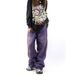 Vintage Purple Jeans For Men & Women - Relaxed Straight Leg Baggy Denim Pants, High Waist Wide Leg Trousers For Spring/Fall_ecoleips.com