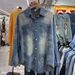 Women's European Style Rhinestone Jacquard Denim Shirt Heavy Duty Loose Fit Long Sleeve Fashionable Top for Spring Autumn_ecoleips.com