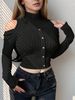 New Women's Clothing Korean Version Trendy T-shirt Spring And Autumn Off-the-shoulder Design Long-sleeved Short Top_ecoleips.com