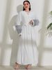 Muslim Clothing Fashion Elegant Pocket Cardigan Embroidered Color Block Black And White Dress Robe_ecoleips.com