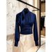 Spring Autumn Short Pleated Lacing Temperament Tops Women Clothing Long Sleeve Solid All-match Elegant T Shirts Office Fashion_ecoleips.com
