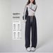 Thickened Denim High-waisted Winter Women's Pants, Distressed Vintage Black, Fleece-lined 800g, Wide-leg Casual_ecoleips.com