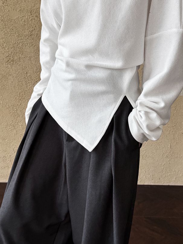 Asymmetrical Off-Shoulder Sweatshirt With Draped Detail & Side Slit - Women's Fashion Cropped Top In Black, Grey, White (Sizes M/L)_ecoleips.com