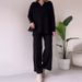 Women's Clothing autumn new solid color polo collar line pattern slim lazy style suit for women_ecoleips.com