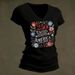 Women's 3D Printed American Flag V-Neck T-Shirt Oversized Casual Soft Polyester Blend Top in Multiple Colors_ecoleips.com