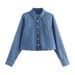 Women's Clothing Autumn Casual Fashion Denim Shirt Drawstring Straight Trousers Suit_ecoleips.com