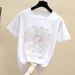Pure Cotton INS Heavy-duty Rhinestone Loose T-shirt Women Short Sleeve 2023 Summer Internet Celebrity Little Daisy_ecoleips.com