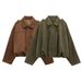 Women's Clothing Early Spring New Style Fashionable Suede Texture Effect Pilot Jacket Coat Top_ecoleips.com