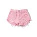 American Style INS Summer High Waist Slim Fit Washed Frayed Hem Shorts For Women, Leg-Lengthening Ripped Denim Hot Pants_ecoleips.com
