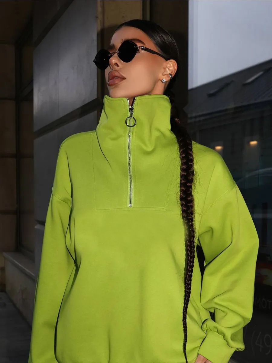 Women's Long-sleeved Stand-up Neck Zipper Sports Suit Casual Two-piece Set_ecoleips.com