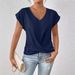 Women's Elegant V Neck T-Shirt Solid Color Short Sleeve Top For Spring/Summer Solid Color V Neck T Shirt_ecoleips.com