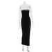 Elegant Strapless Bodycon Dress For Women Solid Color Long Dress With Hot Stamped Rhinestone And Slit_ecoleips.com