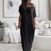 Aria Basics Aria Basics 2025 Cross-border European And American Summer New Women's Solid Color Short-sleeved Long Casual Dress Nightgown_ecoleips.com
