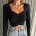 AB378 European And American Early Spring New Long-sleeve V-neck Cropped Tight-fitting Street Style Ruched_ecoleips.com