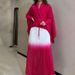 Women's Clothing Modest Abaya Dress Pleated Irregular Abaya Tie Front Top With Gradient Skirt Two Piece Set For Women Europe America And Africa_ecoleips.com