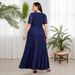 Women's Clothing Muslim Large Size Solid Color Lace Stitching Knitted Elastic Slim Elegant Dress_ecoleips.com